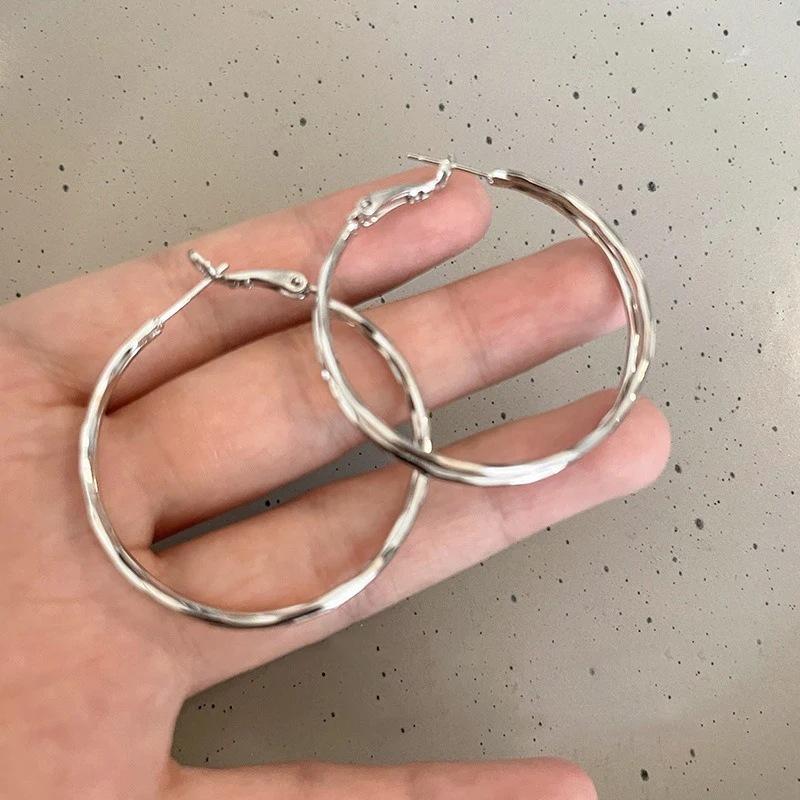 Oversize Gold Plated Hoop Earring Simple Thick Round Circle Stainless Steel Earrings for Women Punk Hiphop Jewelry Brincos