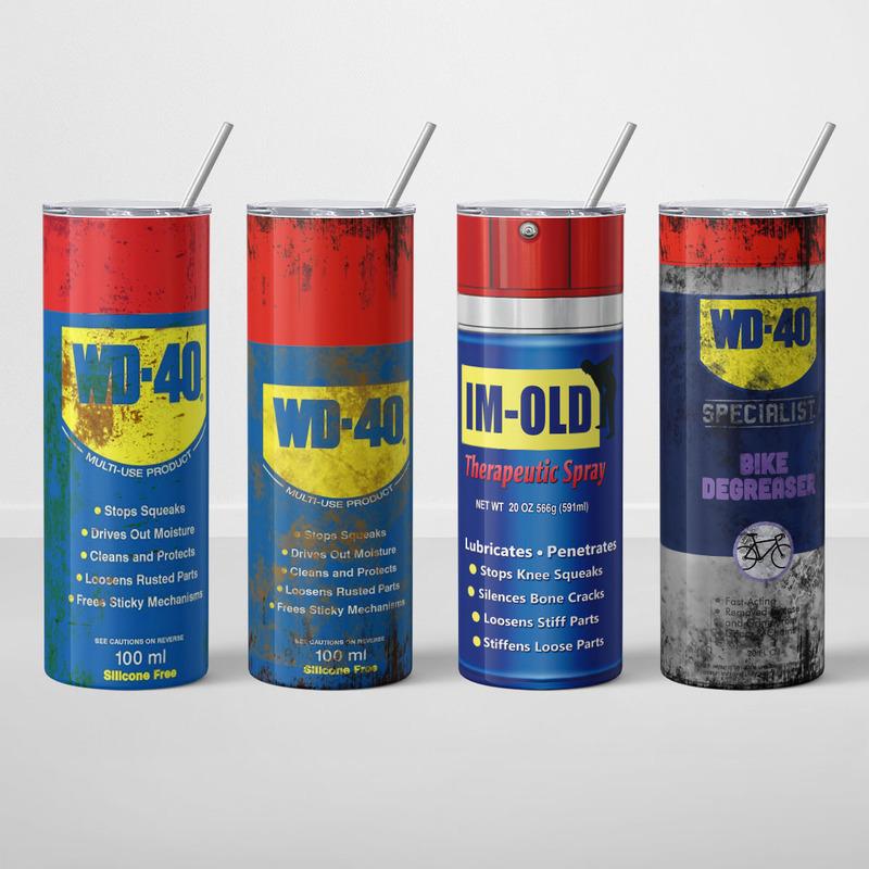 IM-OLD/WD-40 Themen Edelstahlbecher-Set, 20 oz, Isolierte Reisebecher mit Strohhalmen