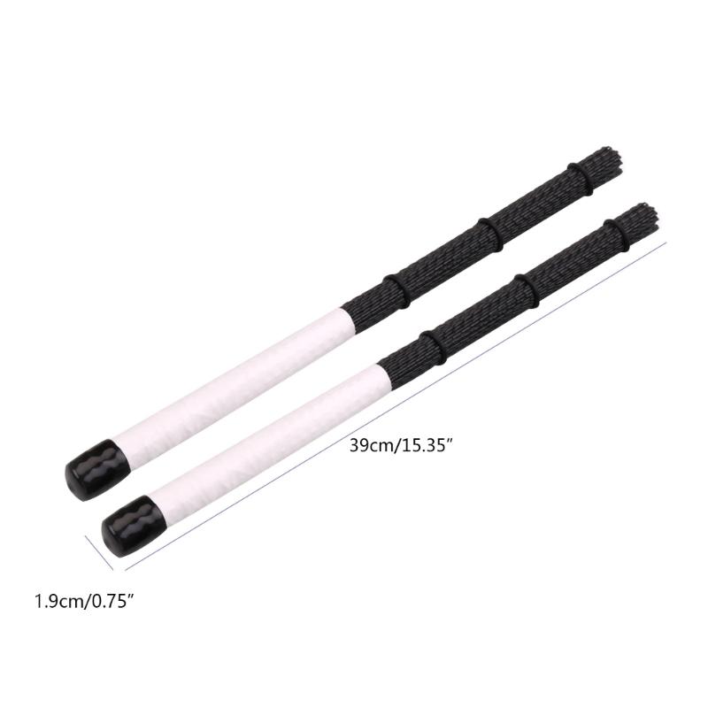 2pcs Jazz Drum Brushes Retractable Nylon Bristle Drum Sticks Percussion Drumsticks Musical Accessories for W/ Rubber Han