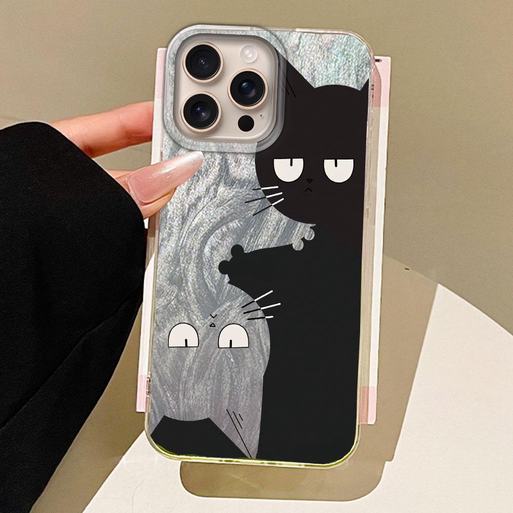 Artistic Embracing Black Cat Phone Case for Apple iphone 16 15 14 7 8 Plus 13 Pro Max 16e SE 2022 X XS Shell Silicone Back Cover
