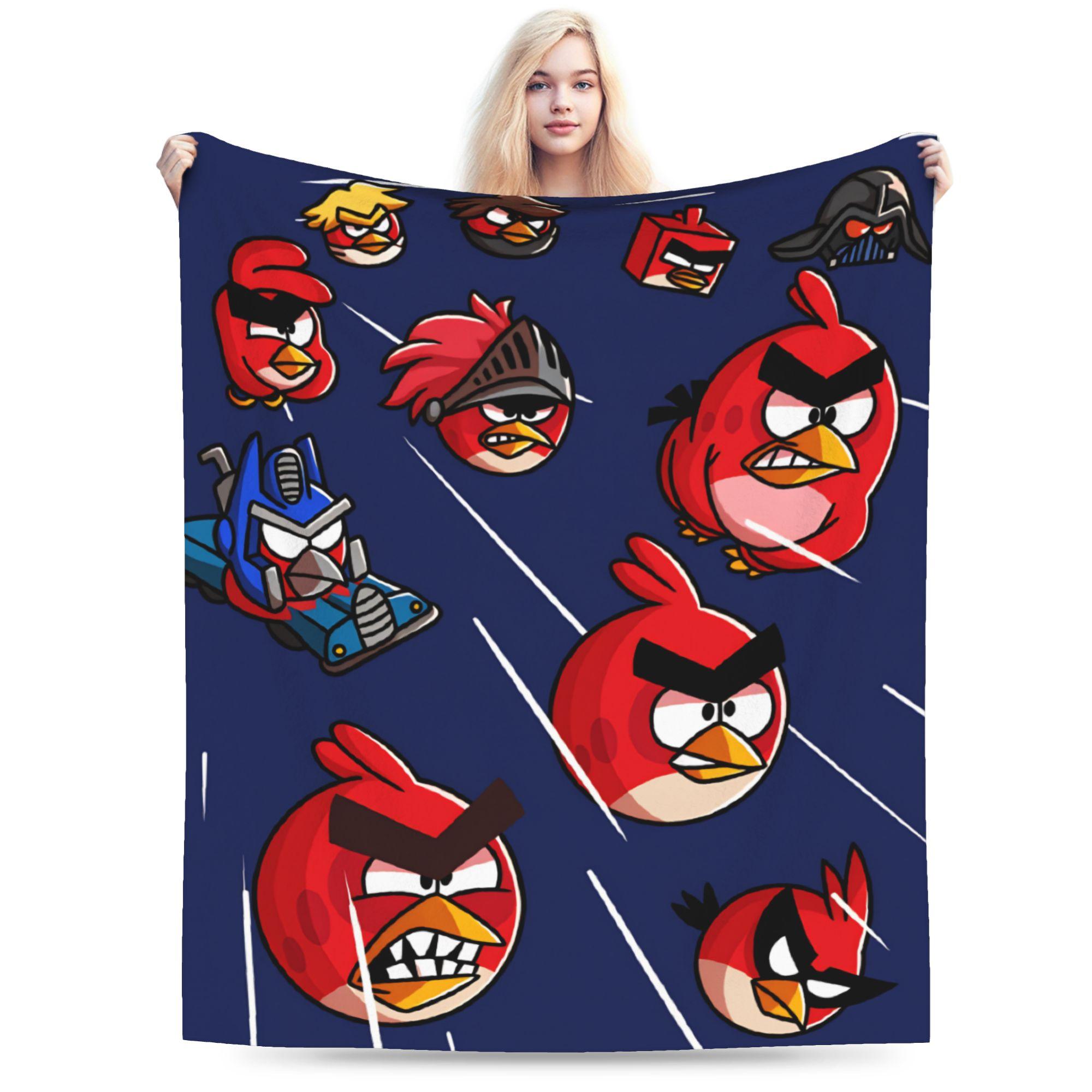 

A-Angry Anime B-Birds Flannel Blanket Winter Super Soft Throw Blanket for Children Bedroom Comfortable Bedspread Sofa Bed Cover 30x40in