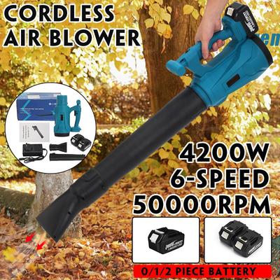 6 Speed Industry Cordless Air Blower Snow Blower Dust Leaf Collector Cleaning Sweeper Garden Tool With 2 Battery 4200W 388VF