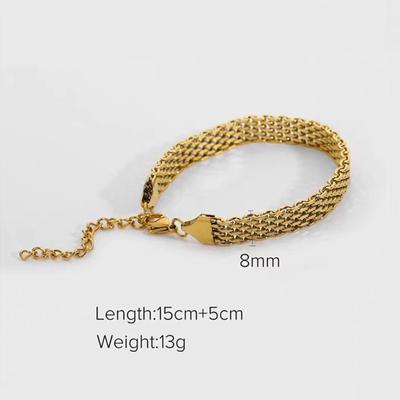 Vergoldete Titanstahl-Uhrengürtel-Stapelarmband-Halskette für Frauen Okzident-Metallstruktur-Armband-Kragen-Schmuckgeschenke