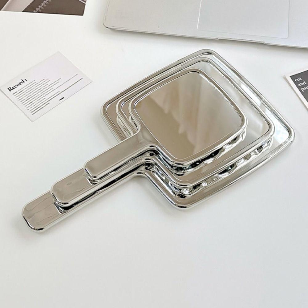 Liquid Shape Handheld Mirror Silver Vanity Mirror Beauty Makeup Mirror Women