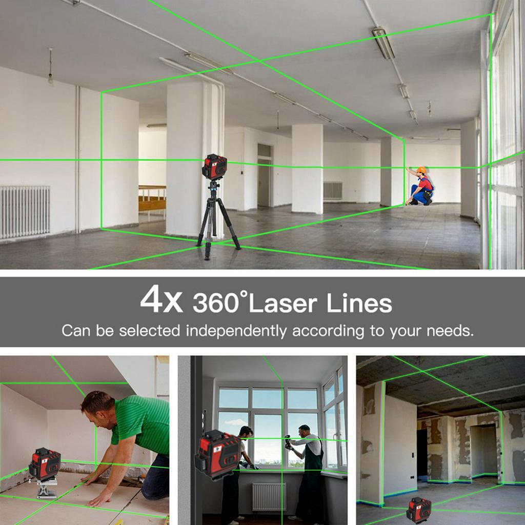 16/12/8 Lines Laser Level Professional Self-Leveling 4D 360 Horizontal Vertical Green Laser Beam Line Build Measuring Tools