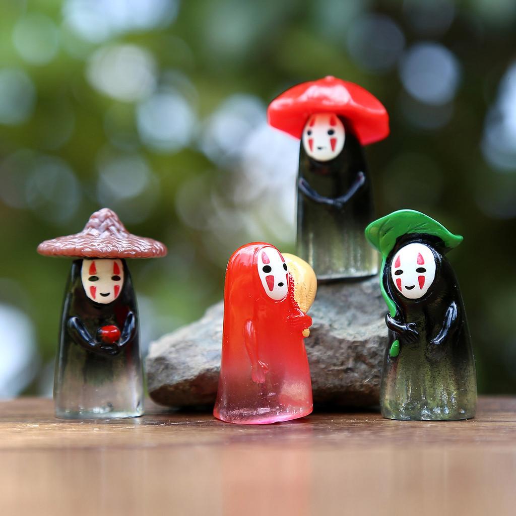 Face No Man Holding Umbrella Sitting Posture Hat Mini Model Ornament Desktop