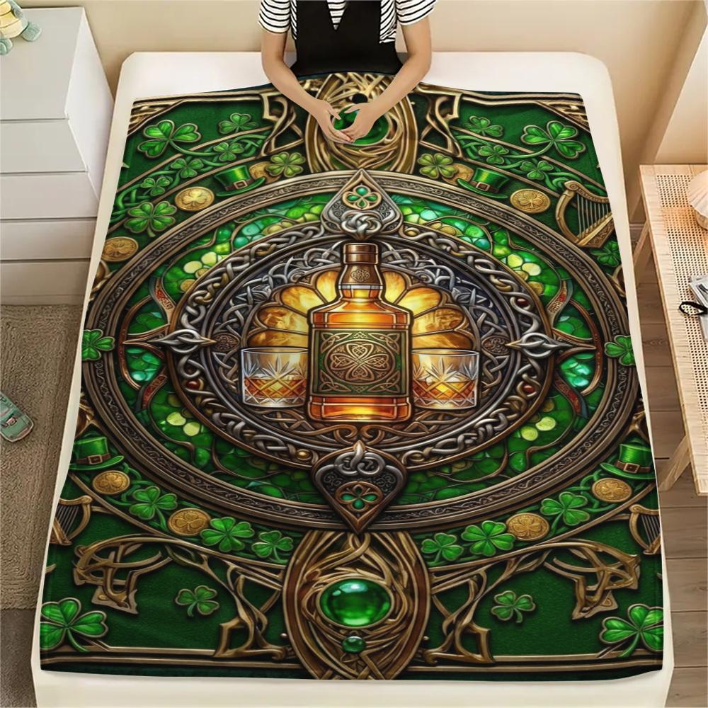 

1Pc St.Patrick s Day Print Flannel Blanket, High quality Comfortable for All Seasons, Home Decor, Warmth and Comfort, Perfect for Christmas Gifts W73 80cm x 120cm