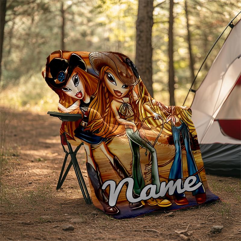 Personalized Custom Name Blanket - Bratz Print Design,Blanket for Sofa,Bed,Travel,Camping - Soft and Warm, Great Gift