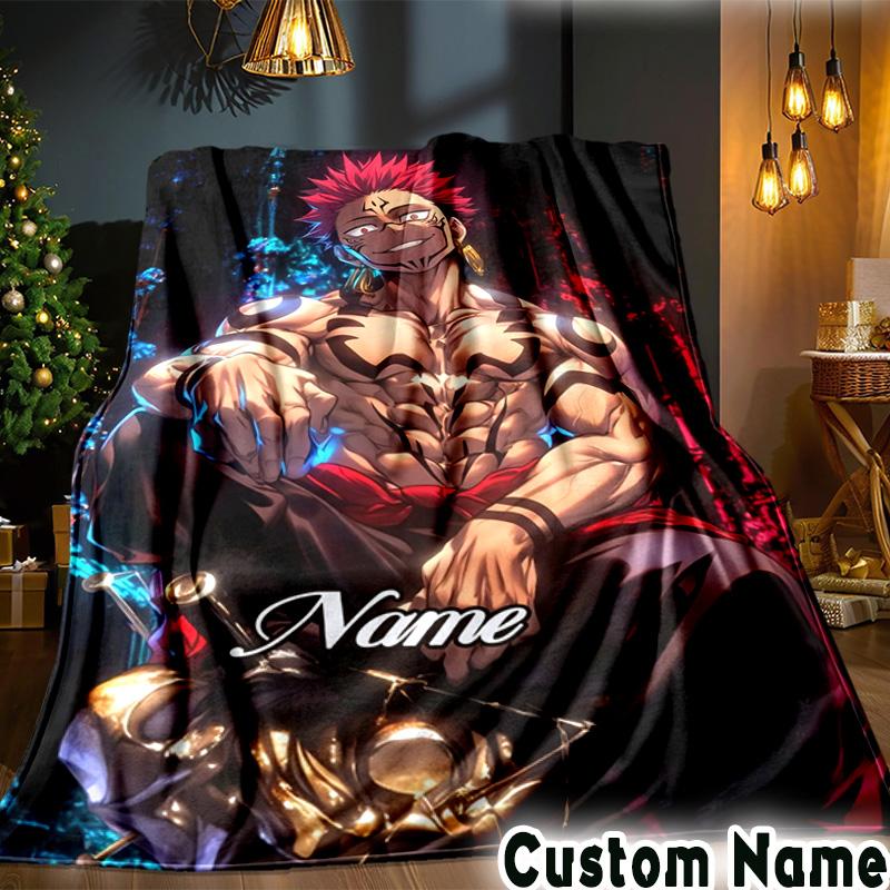 Custom Name Jujutsu Power Throws Blanket Flannel Blankets for Couch Bed Gifts for Men Women Picnic blanket Christmas fan gifts