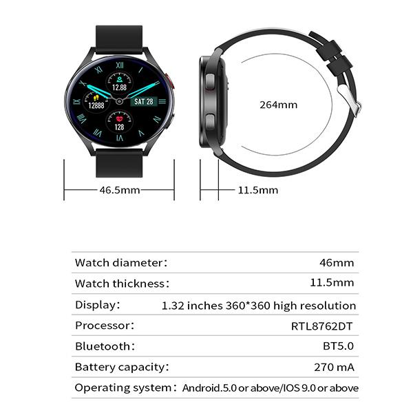 NORTH EDGE Bluetooth 5.0 Men's and Women's Heart Rate Sleep Monitor IP67 Waterproof APP For Apple Android Phone