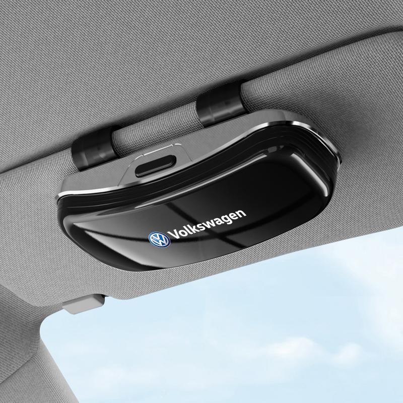 Car Visor Sunglasses Glasses Case Glasses Holder Clip Box Accessories For VW GTI Polo Golf Passat B6 Tiguan Arteon Taigo HubCap BIY1