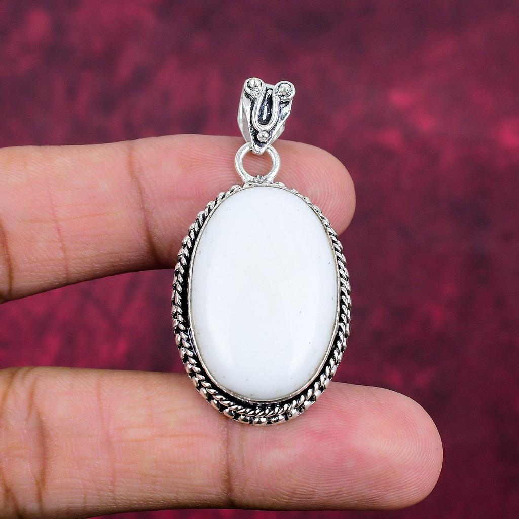 Weißer Koralle 925 Sterling Silber Anhänger, handgefertigter Edelstein Anhänger Schmuck, Geschenke für Frau brandneuer Anhänger