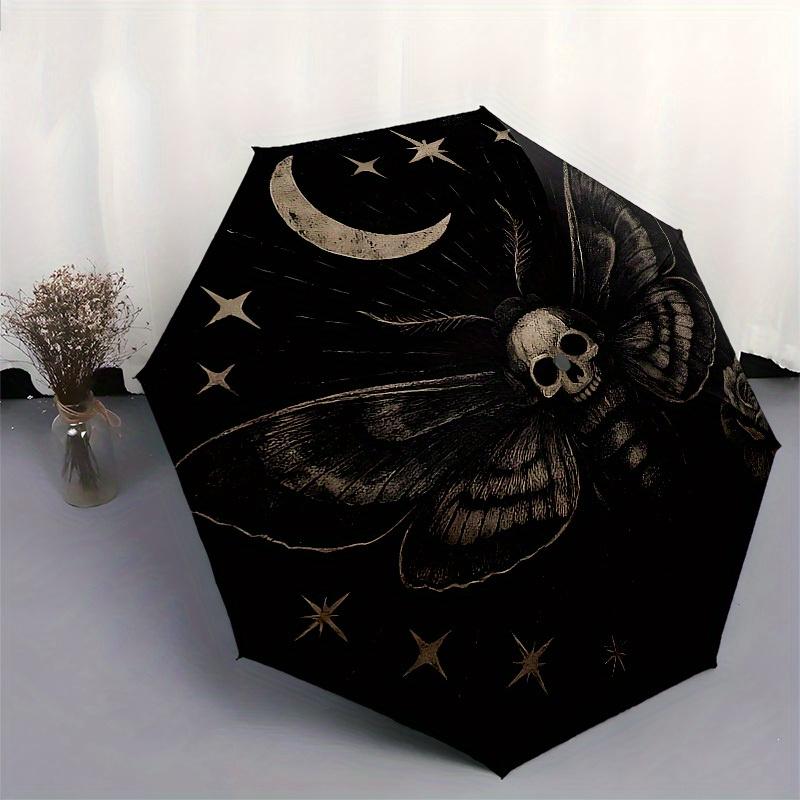 1pc "Mystical Moth with Skull"Umbrella with Plastic Handle,Suitable for All Seasons Home Travel Outdoor UmbrellaB1583