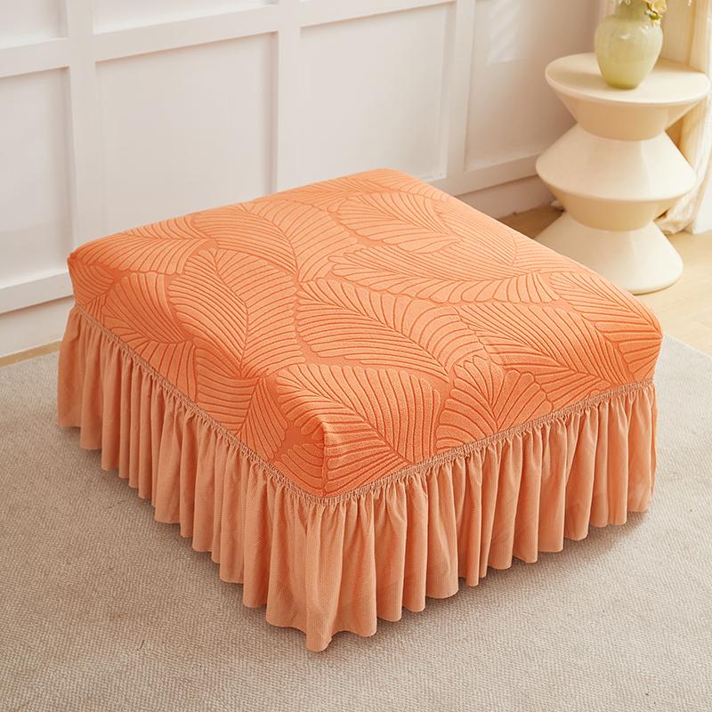 

Universal Jacquard Ottoman Stool Cover with Skirt All-inclusive Footstool Cover Square Footrest Case Living Room Four Seasons 60x60x35cm