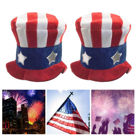 Patriotic Hat Novelty Interesting Comfortable To Wear Reusable Ornamental Dress Up Portable Uncle Sam Top Hat Party Accessory Parade Accessory