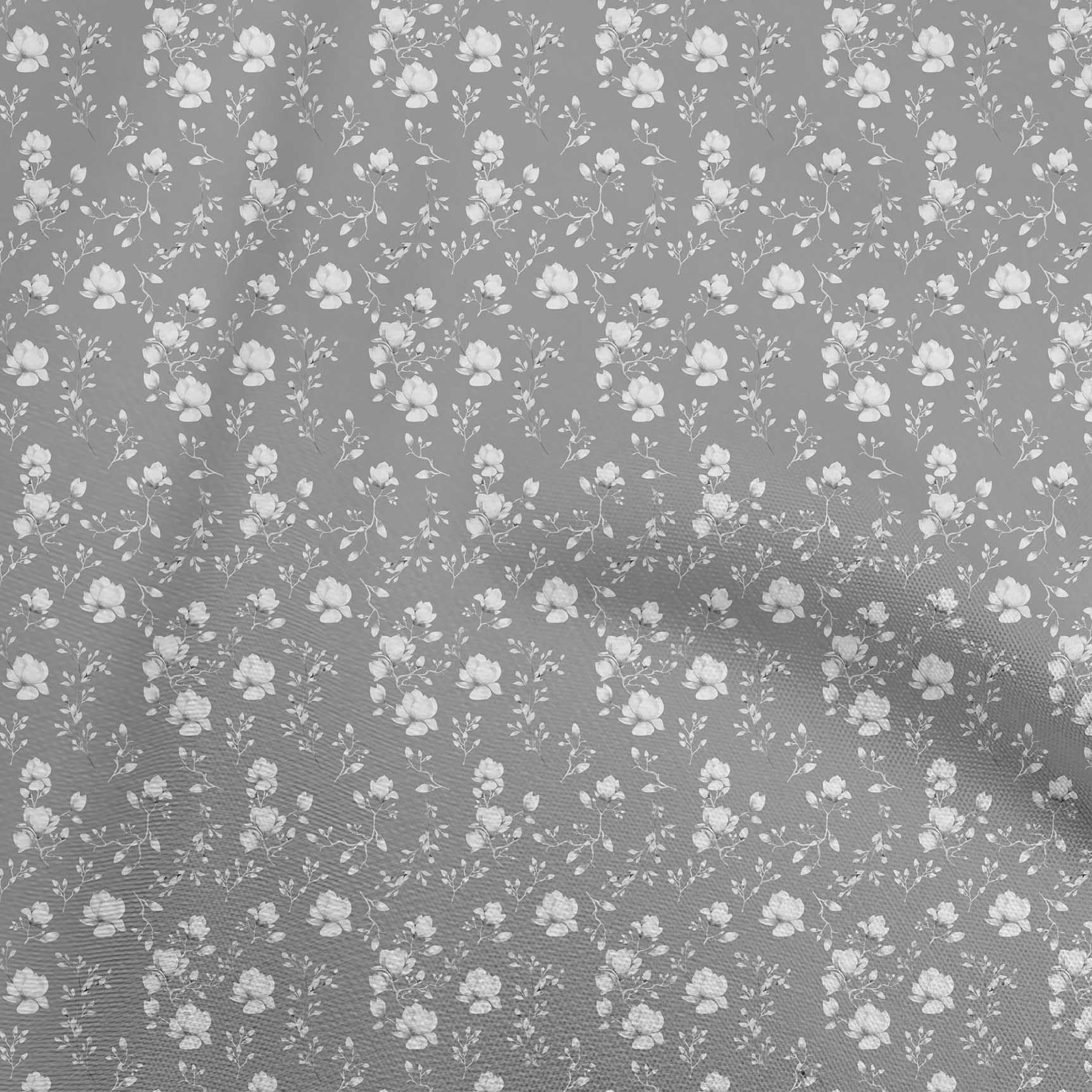 

oneOone Cotton Flex Gray Fabric Watercolor Floral Sewing Craft Projects Fabric Prints By Yard 40 Inch 42 Inch Wide - Viscose Chiffon білий