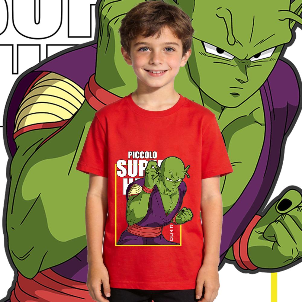 Dbz Piccolo Anime Print Cotton T Shirt Kids Boys Girls Casual Short Sleeve Tee Top Soft Breathable Summer Clothes