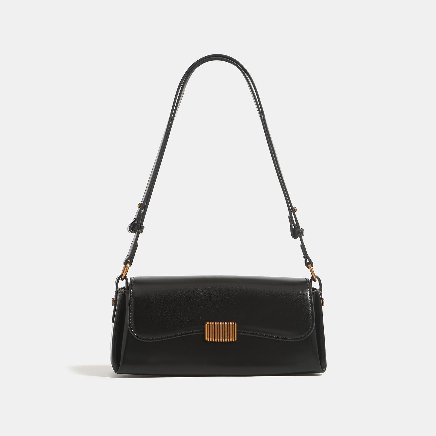

Fashi PU Leather Shoulder Underarm Bags for Women Solid Color Armpit Flip Handbag Female Small Square Bag Daily Shopper Bags 27x8x11cm чорний