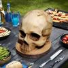 Halloween Skull Zombie Head Knife Holder Ornament Resin Kitchen Ornament Simulation Horror Atmosphere Party Handicraft Gift