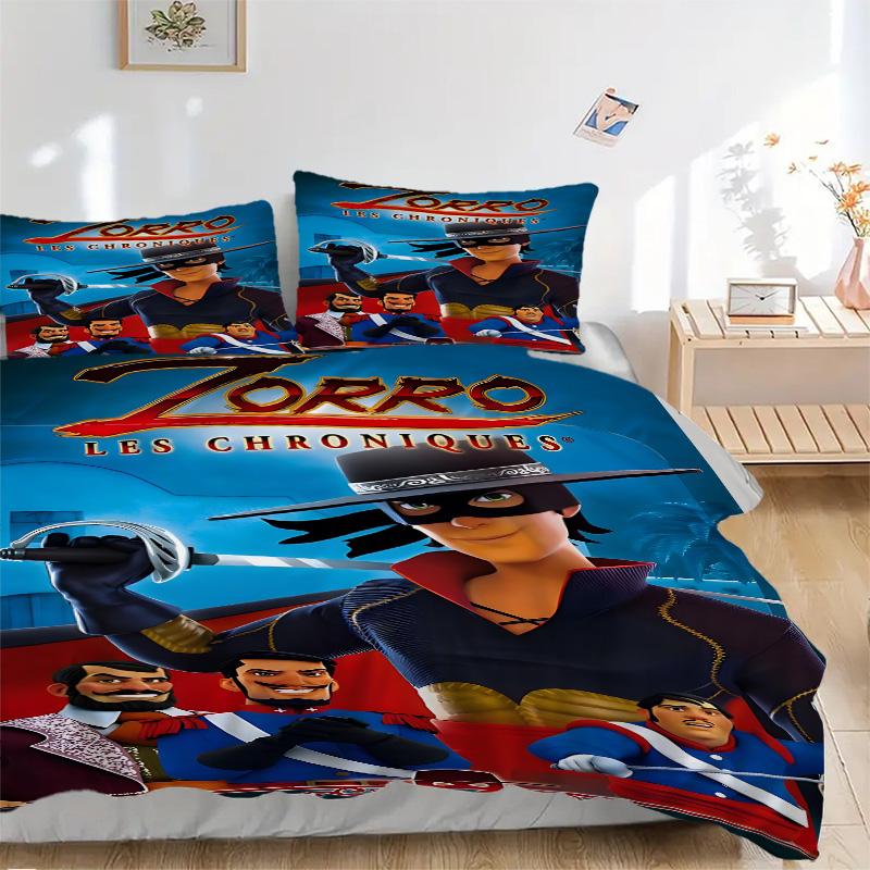 Zorro Hero Print 3Pcs Bedding Set,Duvet Cover with 2 Bedro,Pillowcase Home Birthday Gift