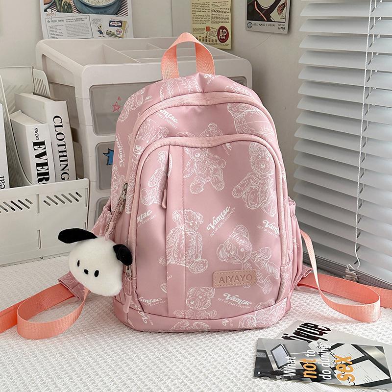 School bag cute little backpack girl fashion bear print backpack small leisure travel small school bag student make-up bag