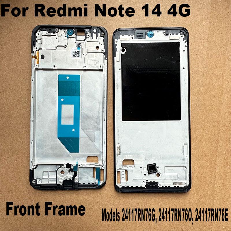 Pentru Xiaomi Redmi Note 14 4G Cadru Mijlociu Cadru LCD Frontal Placă Bezel Carcasă Înlocuire 24117RN76G 24117RN76O 24117RN76E 4G Front frame black