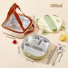 3/4 Grid Portable Square Lunch Container With Cutlery Capybara 304 Stainless Steel Divided Lunch Box For Kids Student Heatable