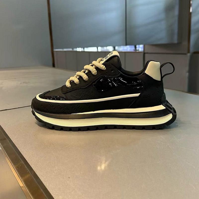 Spring and Autumn New Thick-soled Leather-faced Breathable Dad Shoes Lace-up Light Luxury Sports and Leisure Shoes Xlz