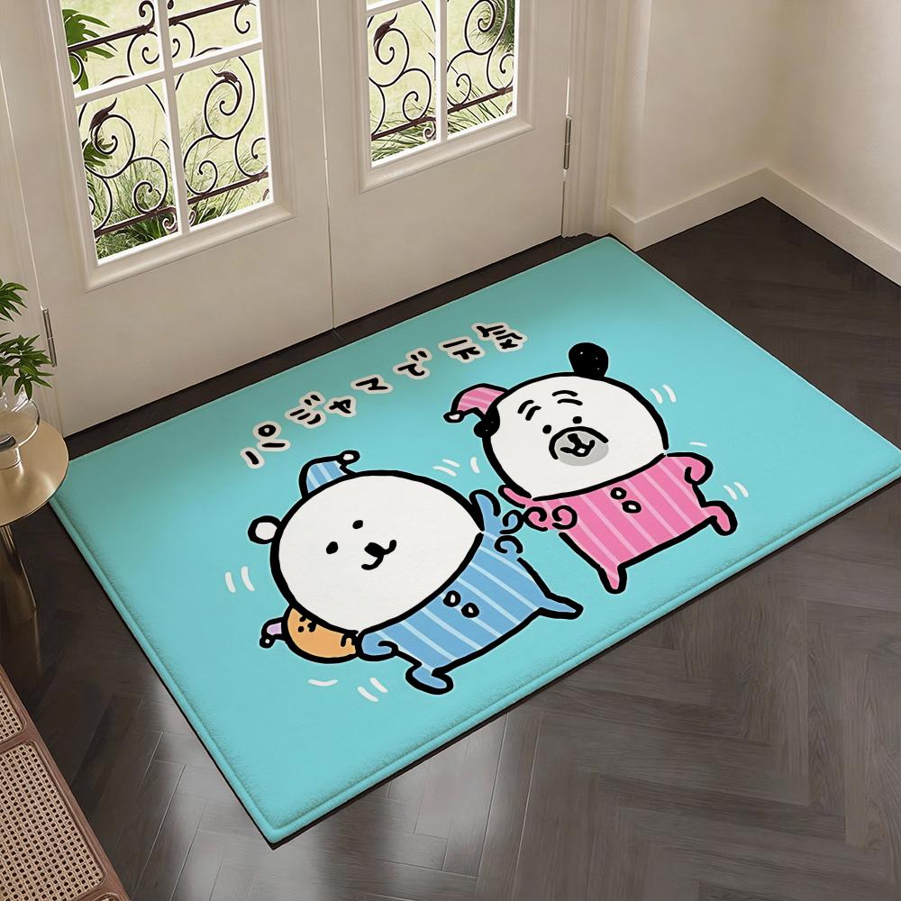 Adorable Bear Character N-Nagano Bears Floor Mat Soft Thickened Flannel Door Mat Non-Slip Living Room Rug Home Decor 40x60cm