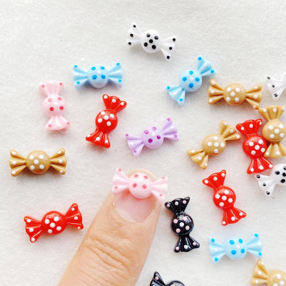 30Pcs Cute Mini Cartoon Candy Series Flat Back Rhinestone Bead Scrapbook DIY Manicures Appliques Accessories Crafts
