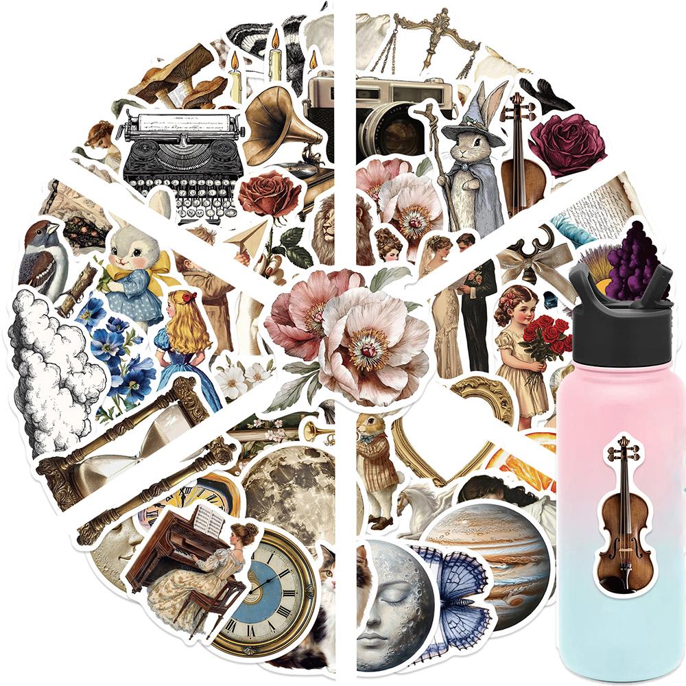 10/30/50PCS Vintage Cartoon Aesthetic Stickers Waterproof Decorative Stationery Phone Case Retro Decoration Decals Toys Toys