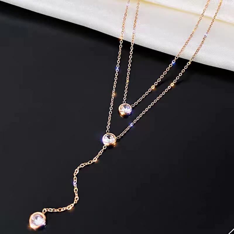 Mori-Style Minimalist Double-Layer Necklace: Trendy Influencer Collarbone Chain, Super Fairy Niche Design Choker for Women