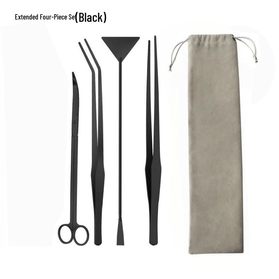 Aquatic Plant Tool Set: Stainless Steel Scissors, Carbon Black Tweezers, Poop Sucker, Fish Tank Cleaning Supplies