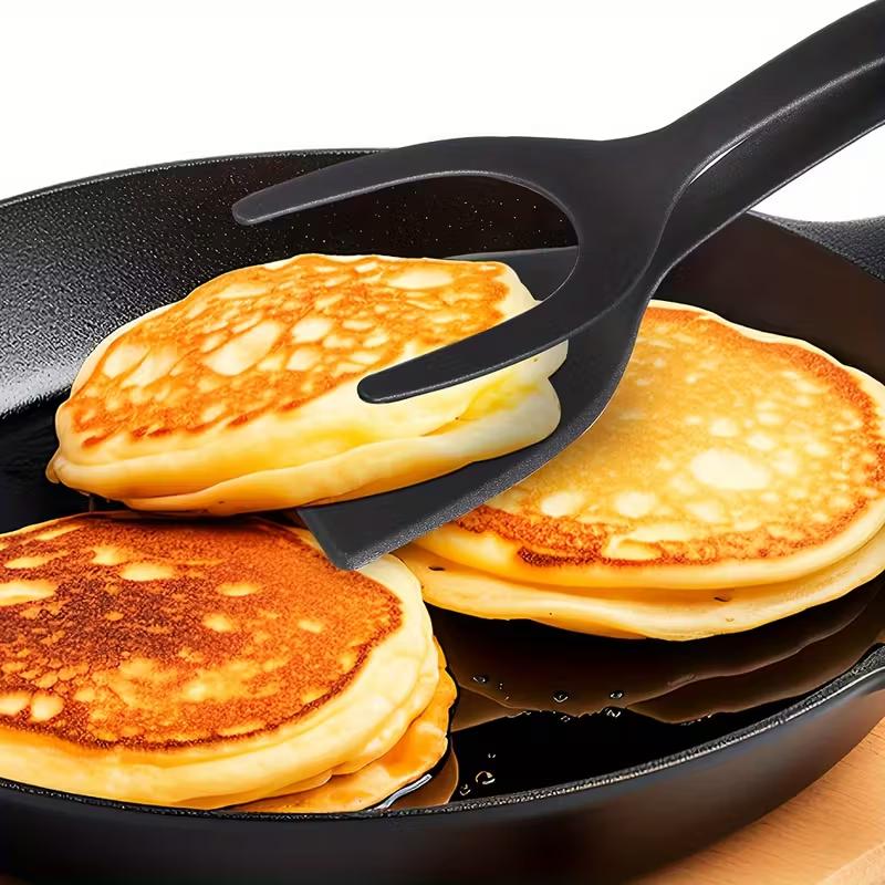 Spatule Pince Multifonction Antiadhésive 2-en-1 Spatule en Silicone Pince à Saisir et Retourner Résistante à la Chaleur Cuisine Maison Cuisson Steak Crêpe Œuf Spatule Pince
