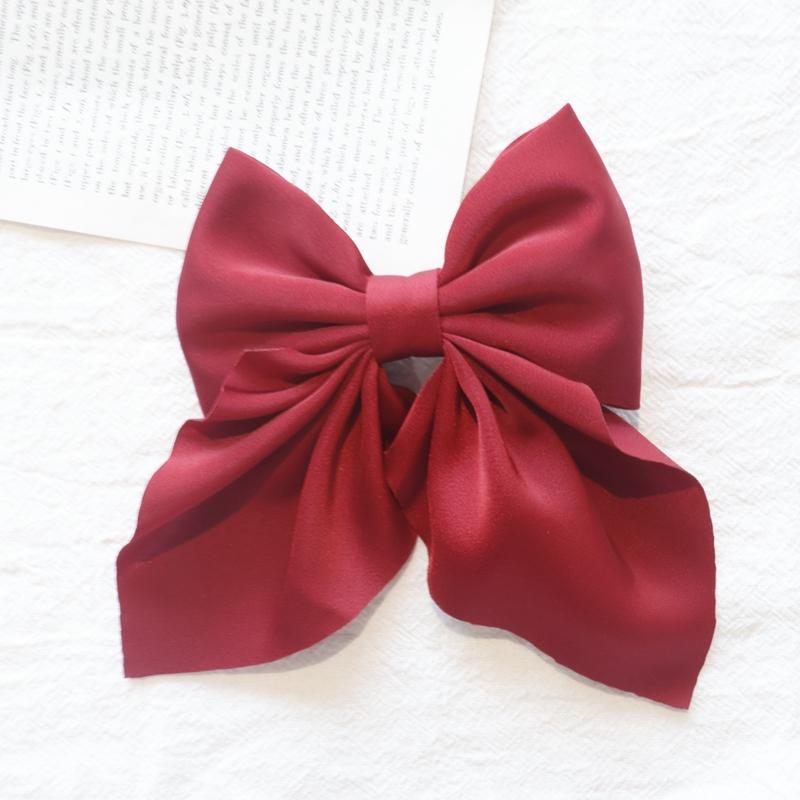 Elegant Bow Ribbon Hair Clip Fashion Simple Solid Satin Spring Clip Hair Pin Retro Headband with Clips Girls Hair Accessories