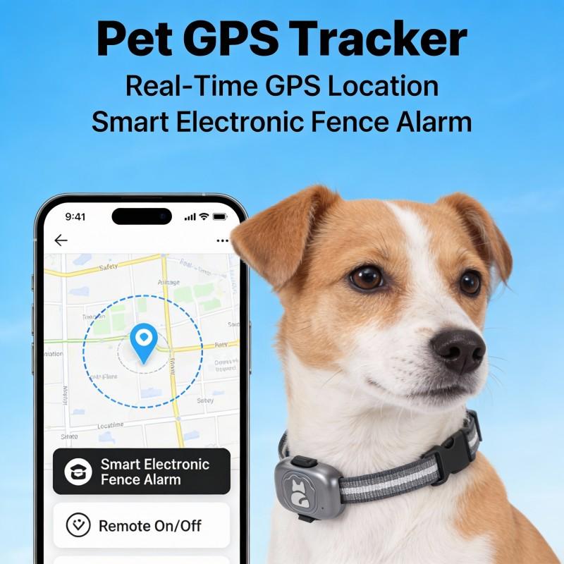 GPS Pet Tracker Dog Collar - Waterproof GPS Positioning and Smart Activity Tracker with Unlimited Range