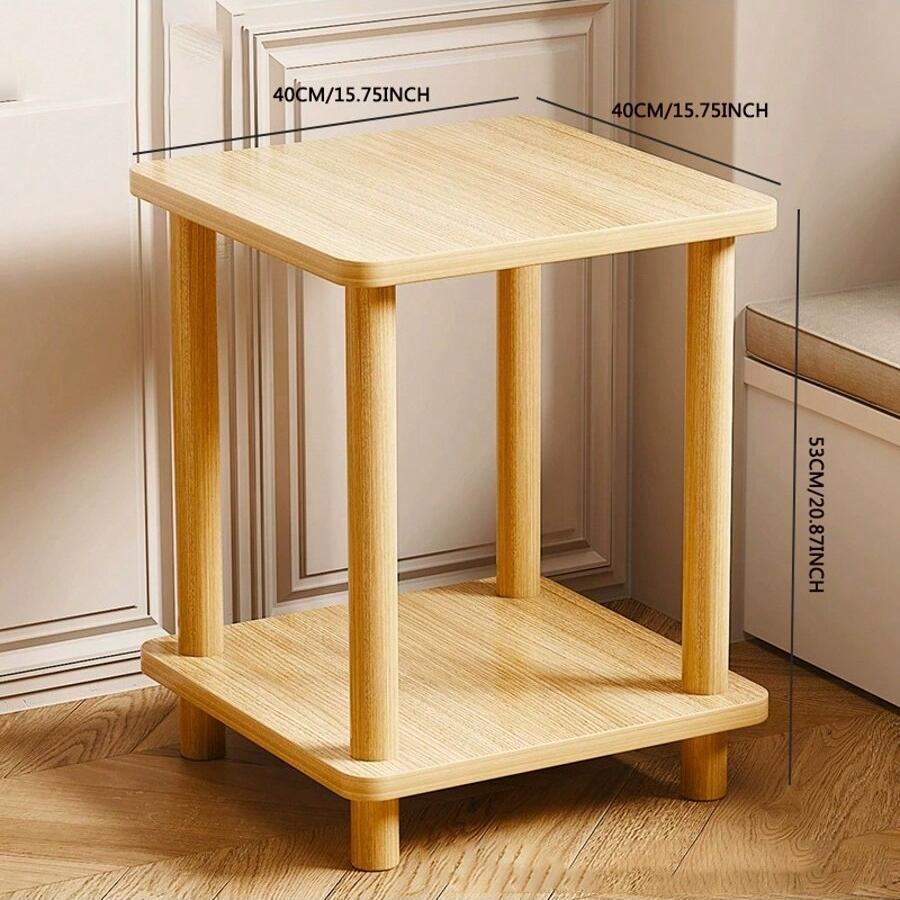 Solid Wood Side Table2-Tier Boho End Table With Storage Shelfslim Nightstand Bedside Table For Small Spacesliving Room