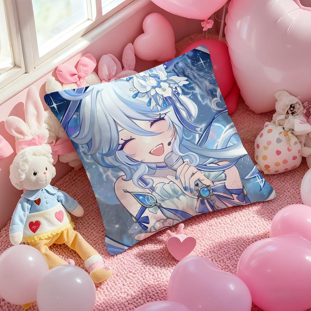 Furina Genshin Impact Cushion Cover Pattern Printed Pillowcase for Living Room Sofa Cushion Cover & Bedroom Decor