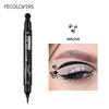 Double-head Liquid Eyeliner Pen with Stamps, Natural Finish Waterproof Quick-drying Long-lasting, Friendly Beginner Eye Beauty