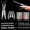 Sandwich Dual Nail Forms Trapezoidal Oval Nail Extension Forms 240pcs/Box Top & Bottom Form For Quick Diy Nail Extensions Salon