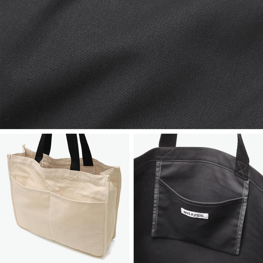 Milkfed Tote Cut Out Logo Piping Black Bag, Tote,