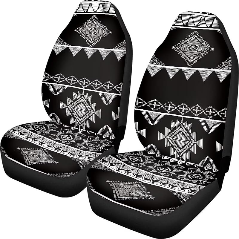 Dreaweet Navajo Print Car Seat Covers for Men Women Southwest Pattern Front Seat Protector Cover Full Set of 2pc Universal Size for Car, Truck or
