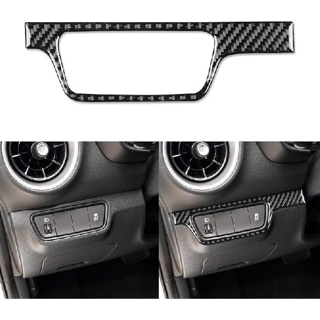 Real Carbon Fiber Accessories Decals Car Hazard Light Frame Panel Cover Compatible with KIA Forte K3      2024 Carbon Fiber Interior Trim Sticker