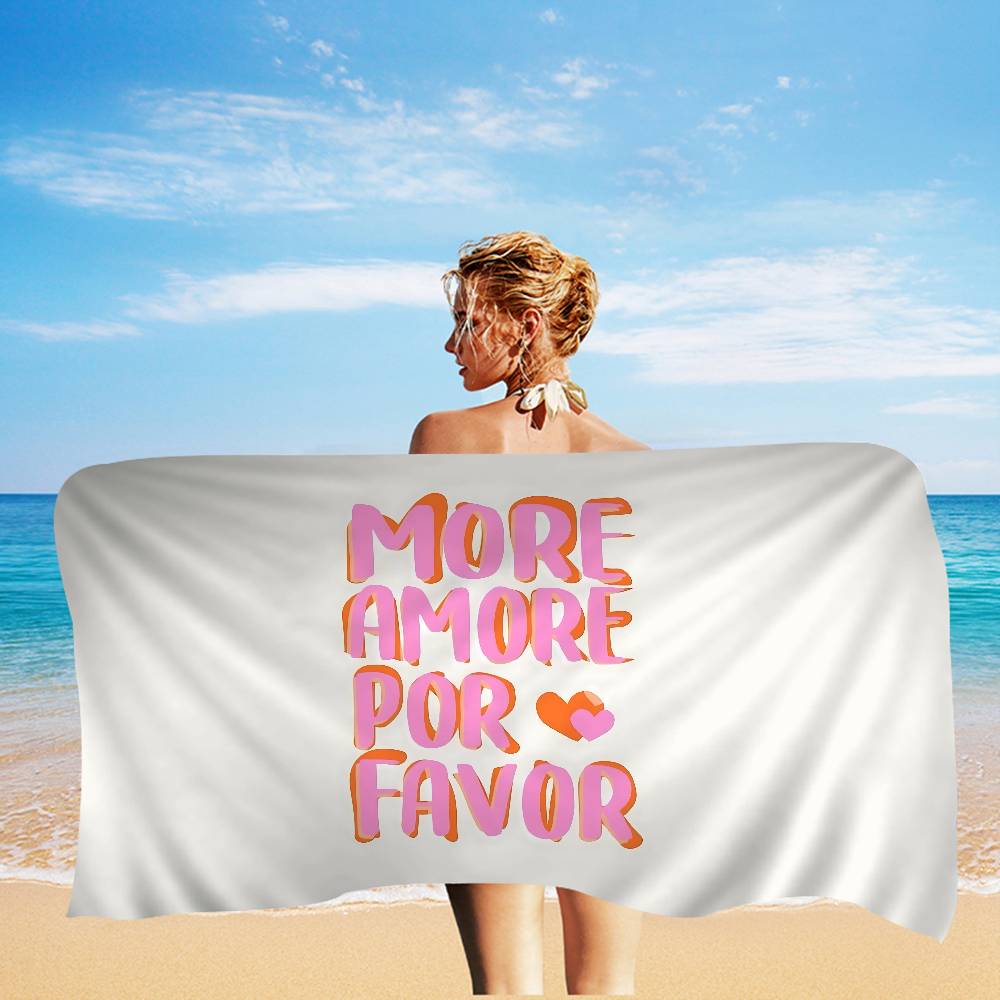 More Amor Por Favor Colorful Bath Towel Microfiber Soft Water Absorbing Breathable For Girl Kids Decorative Cartoon Beach Towel