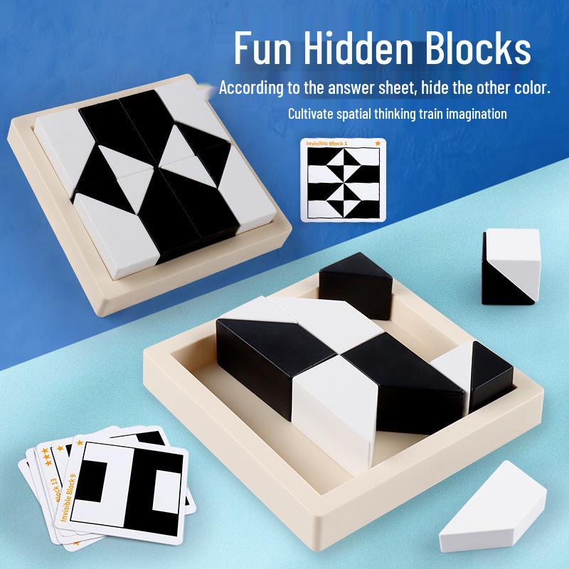 TikTok Black & White Building Blocks Puzzle for Kids - Enhances Spatial Thinking & Imagination, Interactive Educational Game
