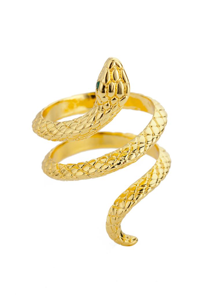 316L Gold Plated Stainless Steel Snake Rings For Women Men Open Adjustable Ring Vintage Gothic Aesthetic Jewelry anillos mujer