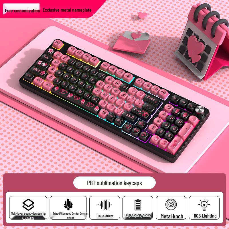 98-Key RGB Wireless Bluetooth Triple-Mode Mechanical Keyboard - Gaming, Esports & Office Customization Screen