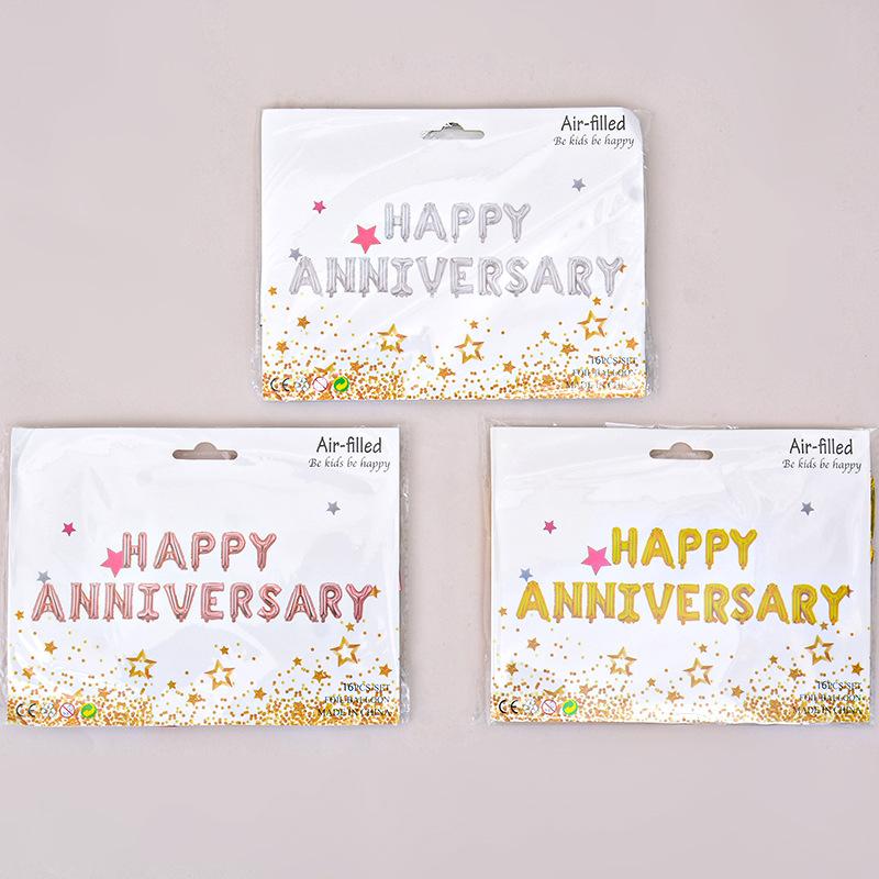 16 Inch Wedding Anniversary Happy Happy Anniversary Aluminum Film Balloon Set Decoration