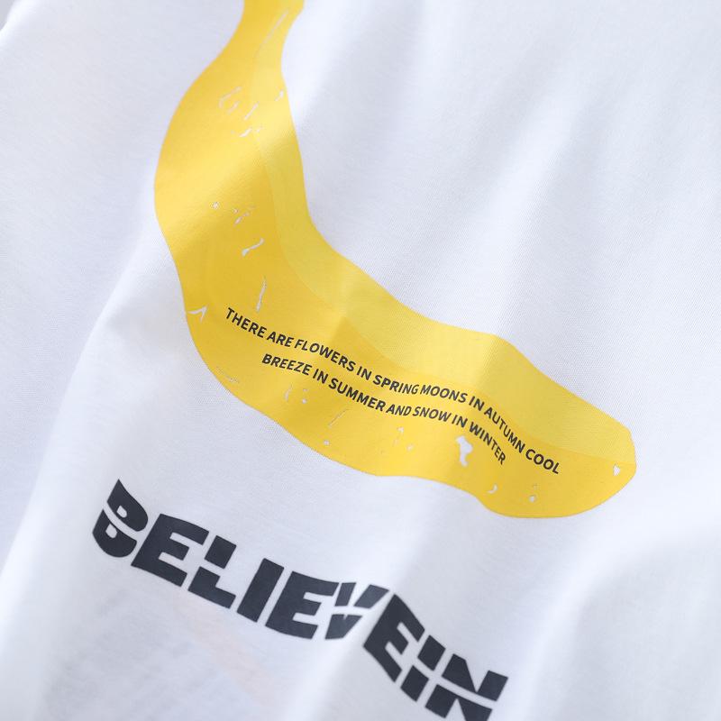 2025 Autumn Big Kids Banana Print Fake Two-Piece Casual T-Shirt