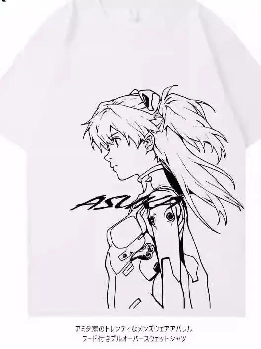 EVA Anime Short-sleeved Unit-01 Asuka T-shirt 2026 Summer New Mecha Pure Cotton Off-the-shoulder Top for Men and women
